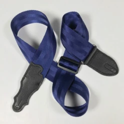 Franklin 2" Blue Aviator Seat Belt Strap With Pebbled Glove Leather End Tab