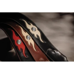 Franklin 3" Sculpted Ball Padded Black Leather With Cream Flame Insert & Concho -Musical Instrument Store F8L2C BK CR 087e4078 5954 4a89 8b12 b116aba2a719