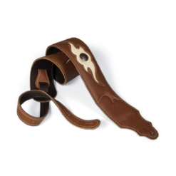 Franklin 3" Sculpted Ball Padded Cognac Leather With Cream Flame Insert & Concho