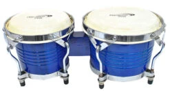 Percussion Plus Deluxe 6 & 7" Wooden Bongos In Gloss Blue Lacquer Finish