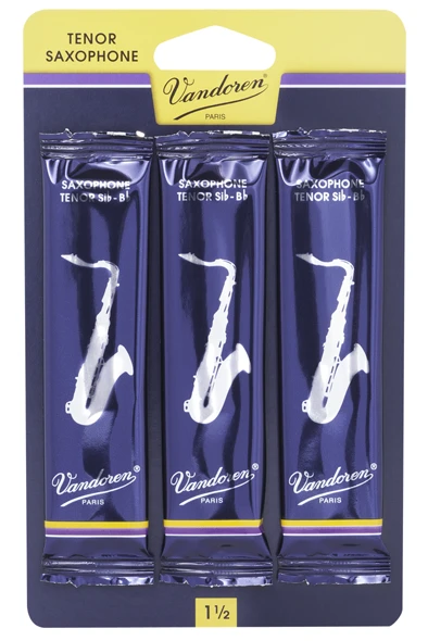 Vandoren Tenor Sax Reeds - TRADITIONAL - Grade 2.5 - Card Of 3 3 Vandoren Tenor Sax Reeds - TRADITIONAL - Grade 2.5 - Card Of 3